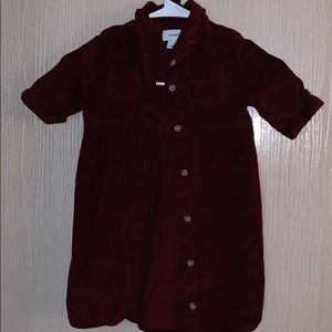 🌸Toddler Girls Burgundy Button Up Dress w/ Collar